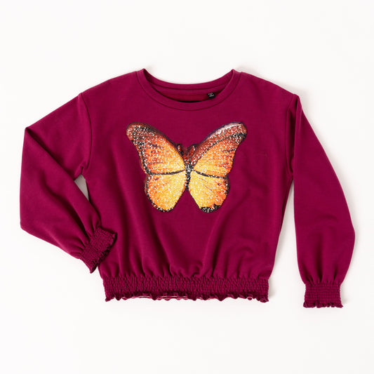Butterfly Smocked Sweatshirt